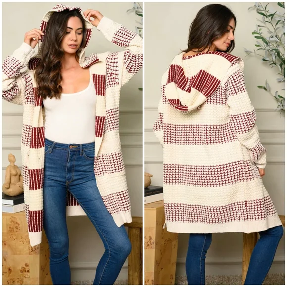 Fate Sweaters Fate Anthro Longline Thick Knit Open Hooded